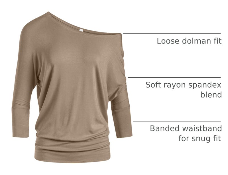 Simlu Womens Khaki Long Sleeve Shirt Khaki Round Neck Top Beige Dolman Top Boat Neck Tops for Women (Size X-Large, Khaki) - Image 4